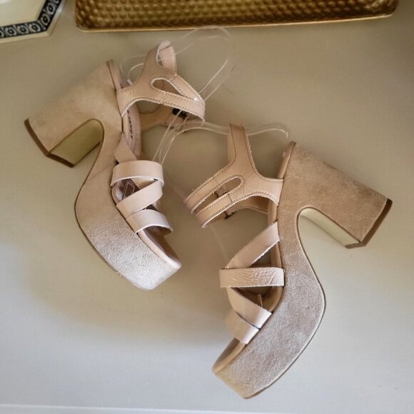 Janet & Janet Nude Platform Chunky Heels Strappy Design EU 36 - Picture 6 of 11